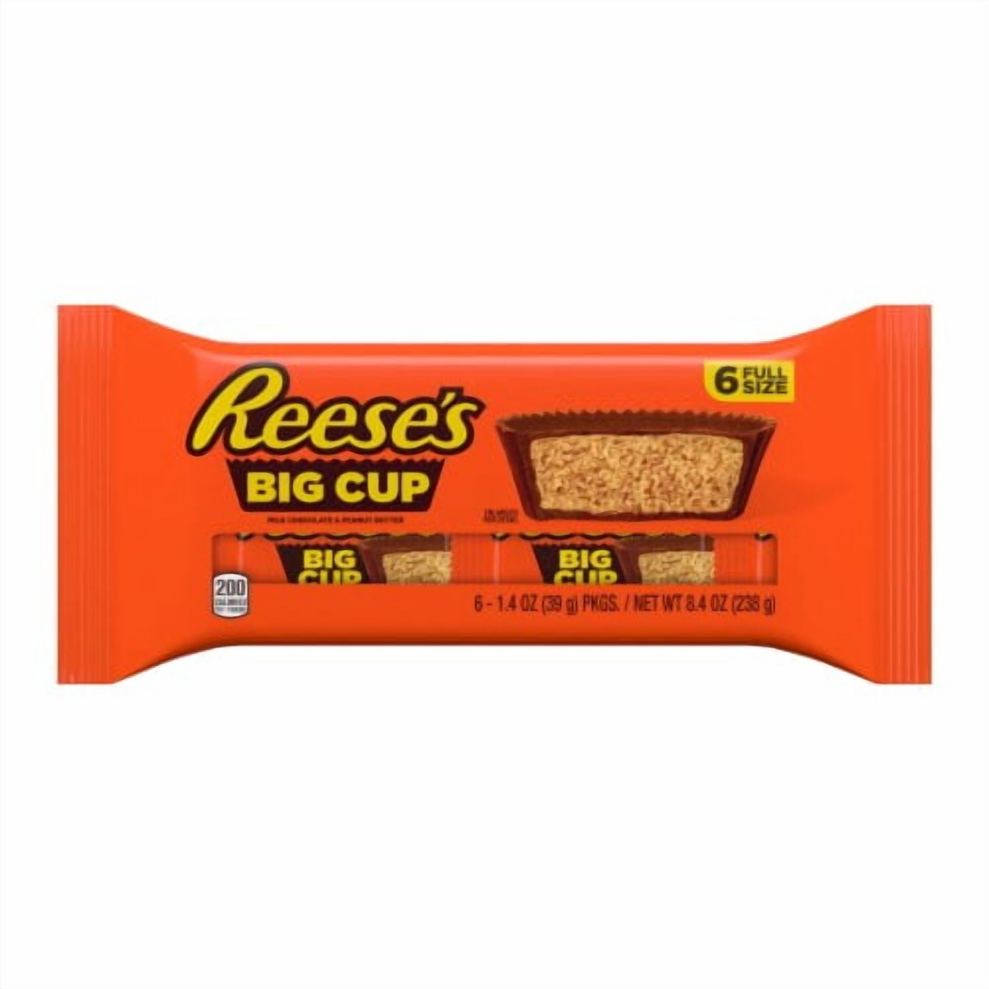 Pack of 2 REESE'S Big Cup Milk Chocolate Peanut Butter Cups Candy Packs, 1.4 oz (packaging may vary)