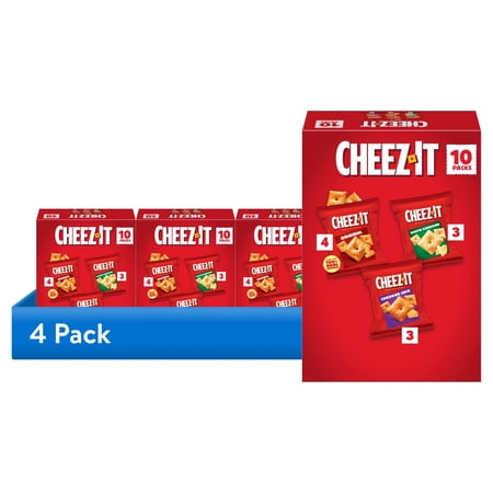 (4 pack) Cheez-It Variety Pack Baked Snack Crackers, Lunch Snacks, 10 Count