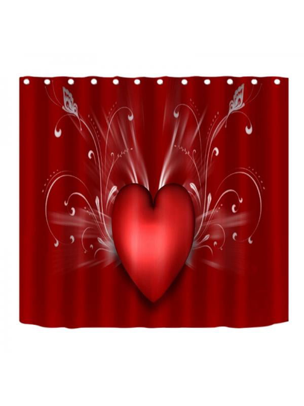 Shower Curtain Set Valentine's Day Love Hearts Truck Cupid Bathroom Decor Mat 