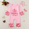 thumbnail image 2 of mgoYE Baby Girl Valentines Outfit Newborn Long Sleeve Onesie Letter Print One Piece Jumpsuit Romper Cute Spring Clothes(Pink,12-18 Months), 2 of 9