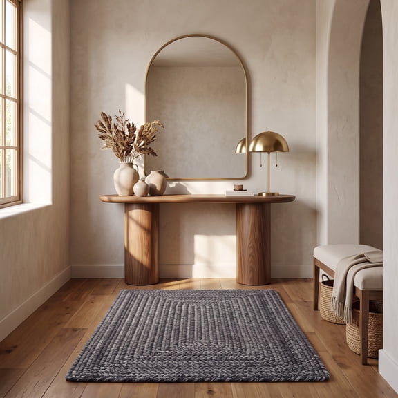 Angier Braided Indoor/Outdoor Rug, Charcoal Gray, 2' x 3' Rectangle