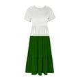 thumbnail image 3 of Wycnly Summer Dresses for Women Dresses for Women 2024 Pleated Swing Loose A Line Beach Long Dress with Pocket Women Formal Color Patchwork Round Neck Short Sleeve Maxi Sundresses, 3 of 4