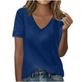 thumbnail image 1 of Dealovy Summer Tops for Women Casual V Neck Shirts Short Sleeve Tees Solid Color Ribbed Loose Dressy Blouses, 1 of 6