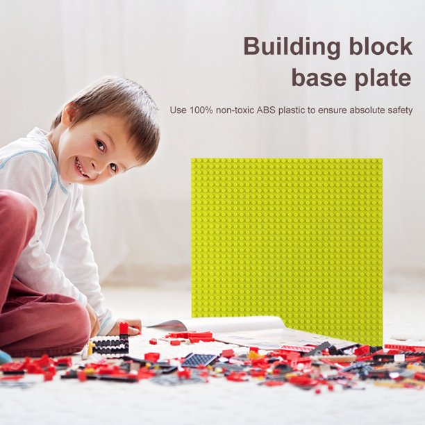 Placa Base De Ladrillos De Construcción De 25,5X25,5 Cm Tablero de bloques de construcción con tachuelas de 32x32, no tóxico para la construcción de bloques (verde fruta)