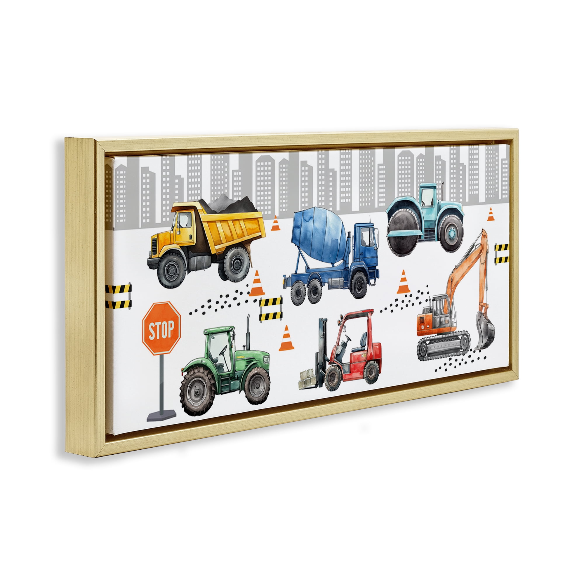Stupell Industries City Keeps On Moving Gold Framed Floater Canvas Wall Art, design by Christine Simpson Art