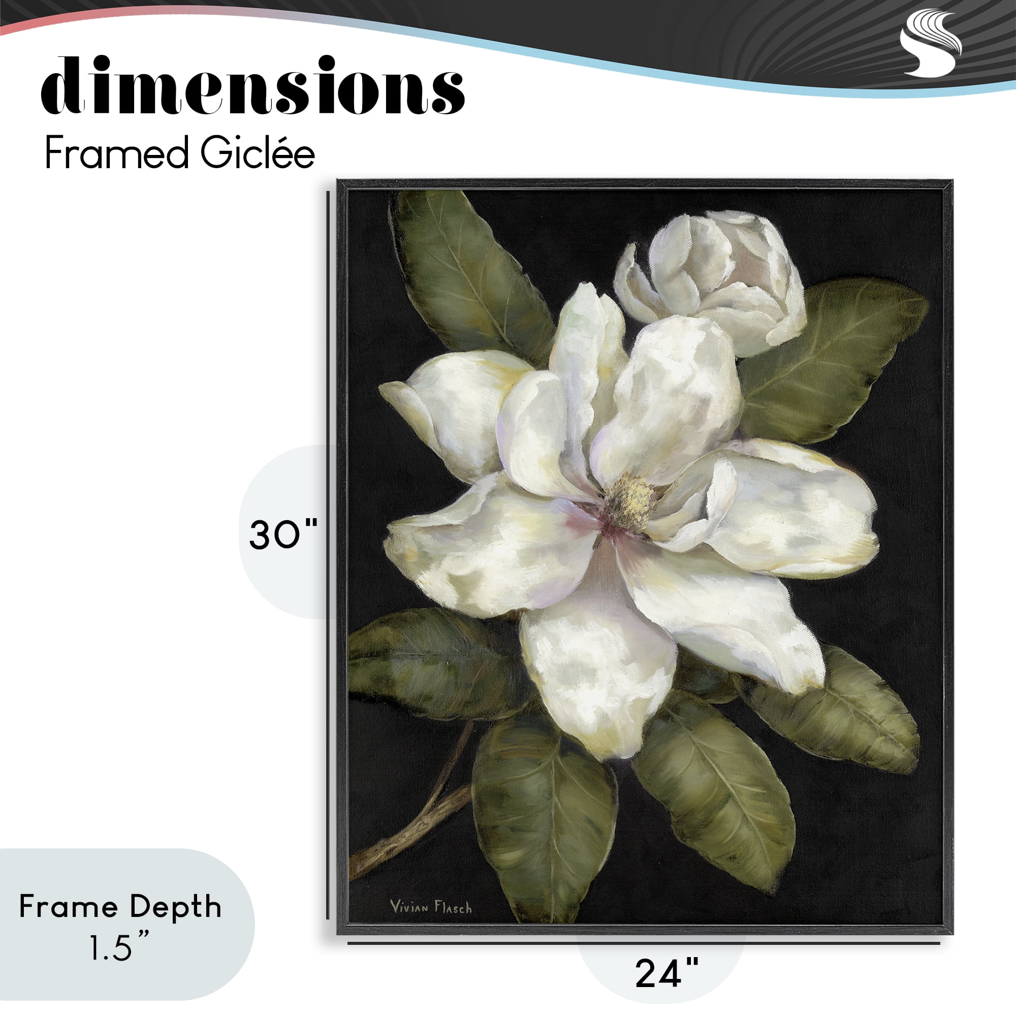 Stupell Industries Budding Magnolia Blooms Black Framed Giclee Art, design by Nan