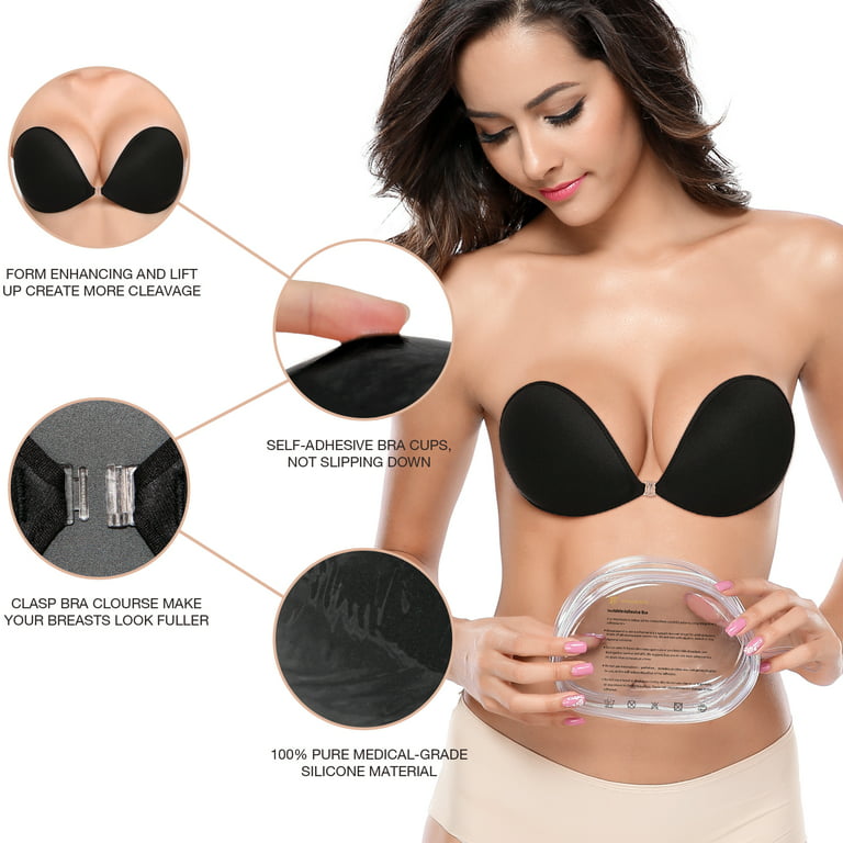 WingsLove Adhesive Silicone Invisible Strapless Bra Sticky Backless Bra  Reusable Push Up Nipple Covers（Cream,A : : Clothing, Shoes &  Accessories