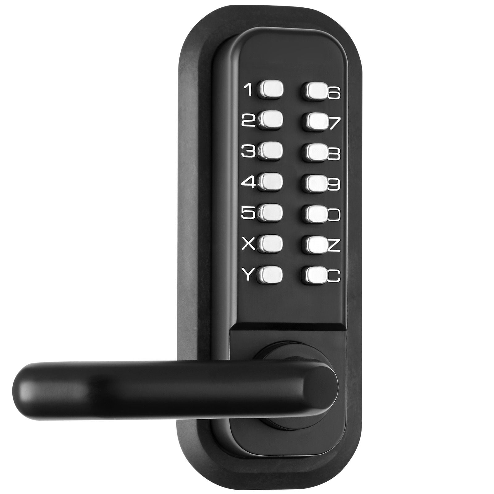 Mechanical Keyless Door Lock Gen2 Adjustable Handles Surface Mount 1.4-2.5 Inch Door Compatibility Zinc Alloy No Batteries for Gate Garden Garage
