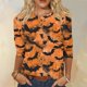 thumbnail image 2 of Camisa de manga larga con temática de Halloween para mujer: blusa informal con estampado de murciélagos y lunas para las festividades de otoño, 2 of 5