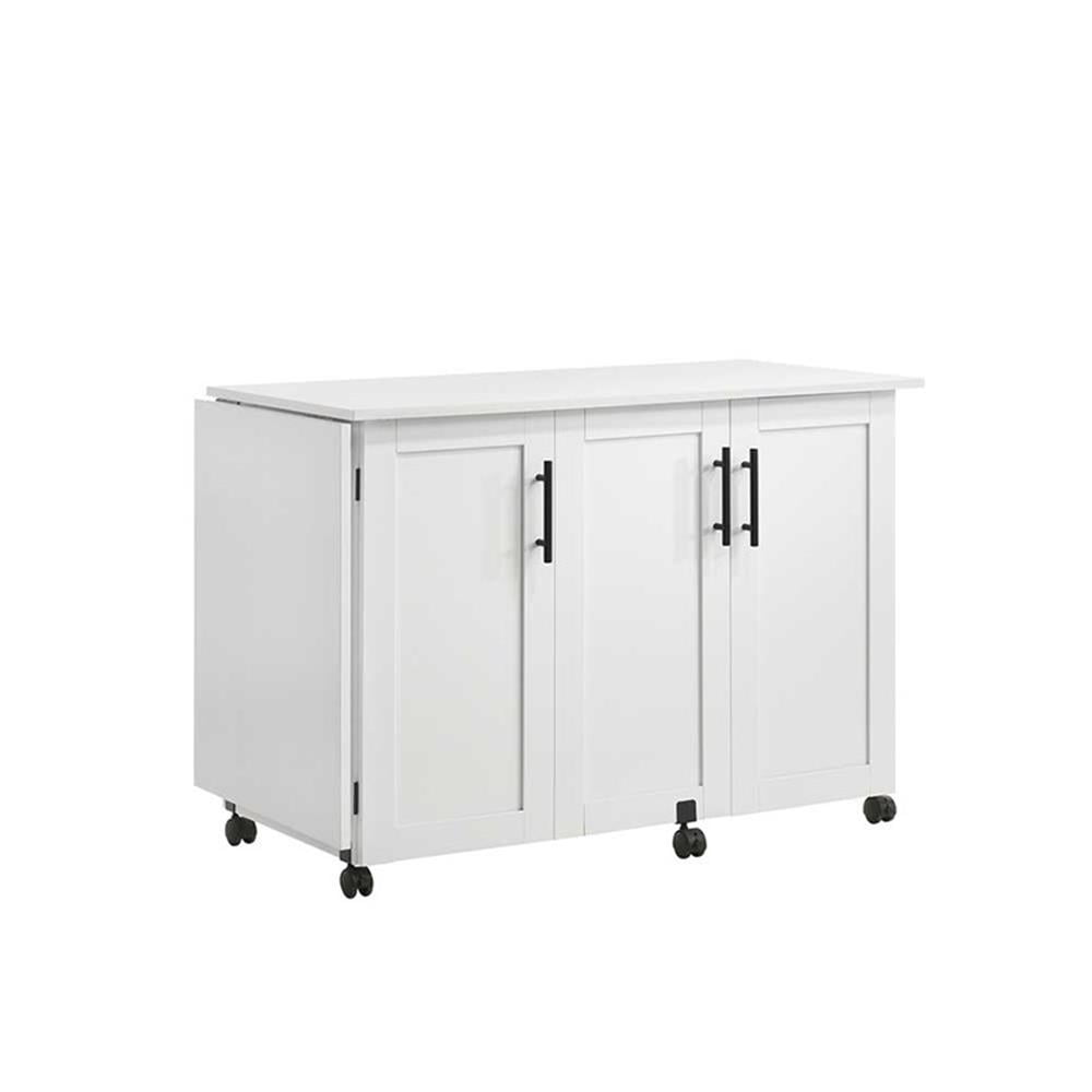 Bowery Hill Contemporary Engineered Wood Sewing Craft Cart in White