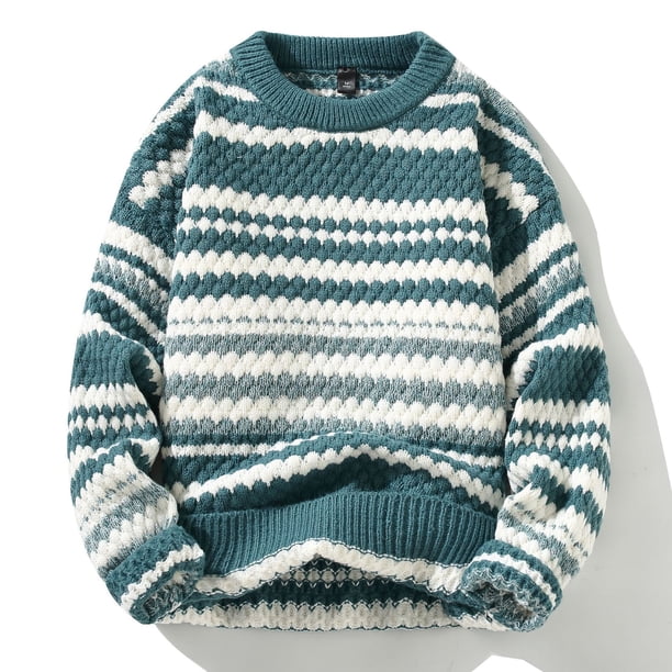 Suéter de cuello redondo torcido de otoño e invierno para hombres, camisa informal holgada de punto para jóvenes japonesa