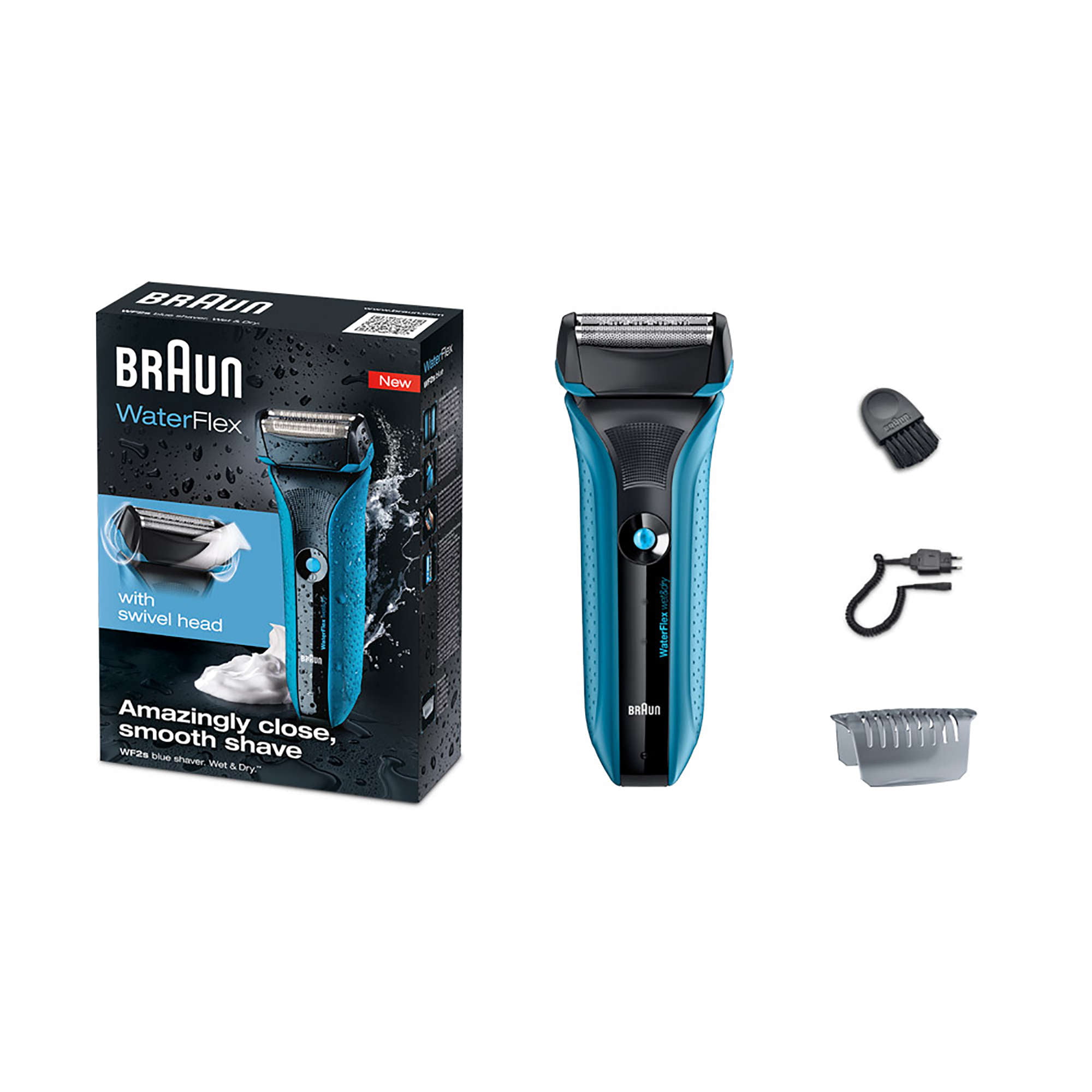 Braun WaterFlex WF2s Wet&Dry Electric Shaver for Men / Rechargeable  Electric Razor, blue