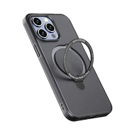 For Apple iPhone 15 Plus 6.7 inch Matte Magnetic Ring Stand Car Mount Holder Magsafe Wireless Charging Shockproof Hybrid Case Cover Black