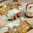 thumbnail image 4 of of 4 Placemats Featuring 2D Flat Printing And Non-Real Embroidery of Rome in a Pop Art Style, Designed for Dining Tables, Kitchens, Parties, Indoor Use, Holidays, Dinner Gatherings, 4 of 6