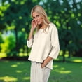 thumbnail image 4 of Womens Tops Dressy Casual Fashion Casual Printed Round Neck 3/4 Sleeve T-shirt Loose And Comfortable Tops Lightweight Base Layer Undershirt Tees, 4 of 8