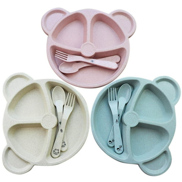 3 Platos Divididos Bonitos, Vajilla Segura De Colores Variados Con Forma De Animal Para Niños Y Adultos