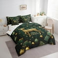 thumbnail image 3 of jejeloiu Christmas Reindeer Bedding Comforter Set 7 Pieces,Marry Christmas Theme Full Bedding Set,Green Xmas Gifts Fitted Sheet Flat Sheet For Child,Microfiber Bedroom Decor Reversible, 3 of 8
