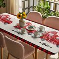 thumbnail image 3 of Valentine's Day Table Cloths for 8 Foot Rectangle Tables, Truck Loves Red Plaid Romantic Beige Patio Waterproof Elastic Fitted Tablecloths, Washable Rectangular Table Cover for Camping, 3 of 8