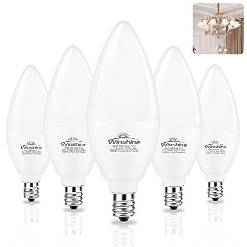 WEIPIN Ceiling Fan Light Bulb,Candelabra Light Bulb,60 Watt Equivalent 550LM Daylight 5000K Candle Chandelier Led Light Bulb Non Dimmable E12 Small Base Standard Replacement Incandescent Bulb 6 Pcs） 