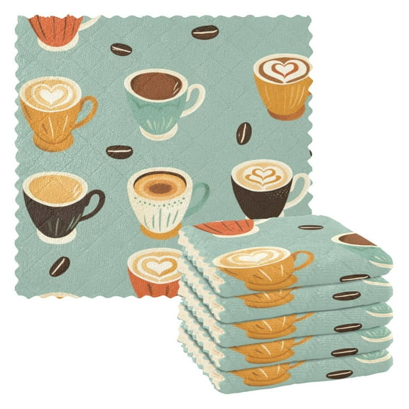 Ryvnso Coffee with Love Kitchen Towels Dish Clothes for Drying Dishes Cleaning Absorbent Set of 6