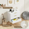 thumbnail image 3 of QinaQin Cómoda moderna de 3 cajones con frente acanalado, mueble de madera con detalles metálicos para recámara, sala o recibidor, 3 of 7