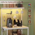 thumbnail image 4 of Kitchen Bakers Rack with Power Outlet & LED Lights, Small Coffee Bar Table with Adjustable Storage Shelf, 4 Tiers Microwave Stand with 8 Hooks, Coffee Station for Appliance Organizer, White, 4 of 8