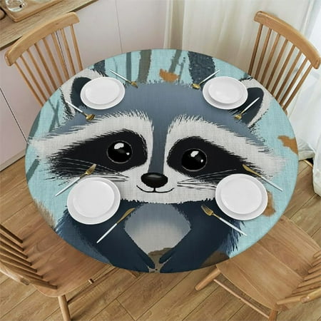

Autua Raccoon Woods Trees Round Tablecloth Stain-Resistant Washable 100% Polyester Waterproof Great for Home Kitchen Parties Holiday Dinner 38 -42