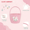 thumbnail image 5 of TETOU Pink Easter Basket with Handle, 6.3"×7"×9" Personalized Woven Rope Bunny Easter Gift Empty Basket with Wooden Card for Easter Kids Eggs Treasure Hunt Baskets Supplies, 5 of 8