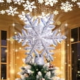 thumbnail image 2 of Christmas Tree Topper Lighted with LED Rotating Silver Snowflake Decorations Projector Silver Snow Tree Topper Night Light Projector for Indoor Outdoor Christmas Tree Decorations, 2 of 7