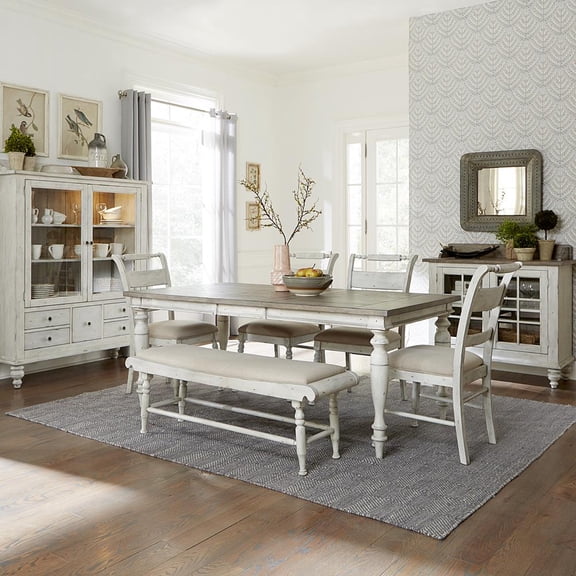 Liberty Furniture Whitney 6 Piece Rectangular Dining Room Table Set - White