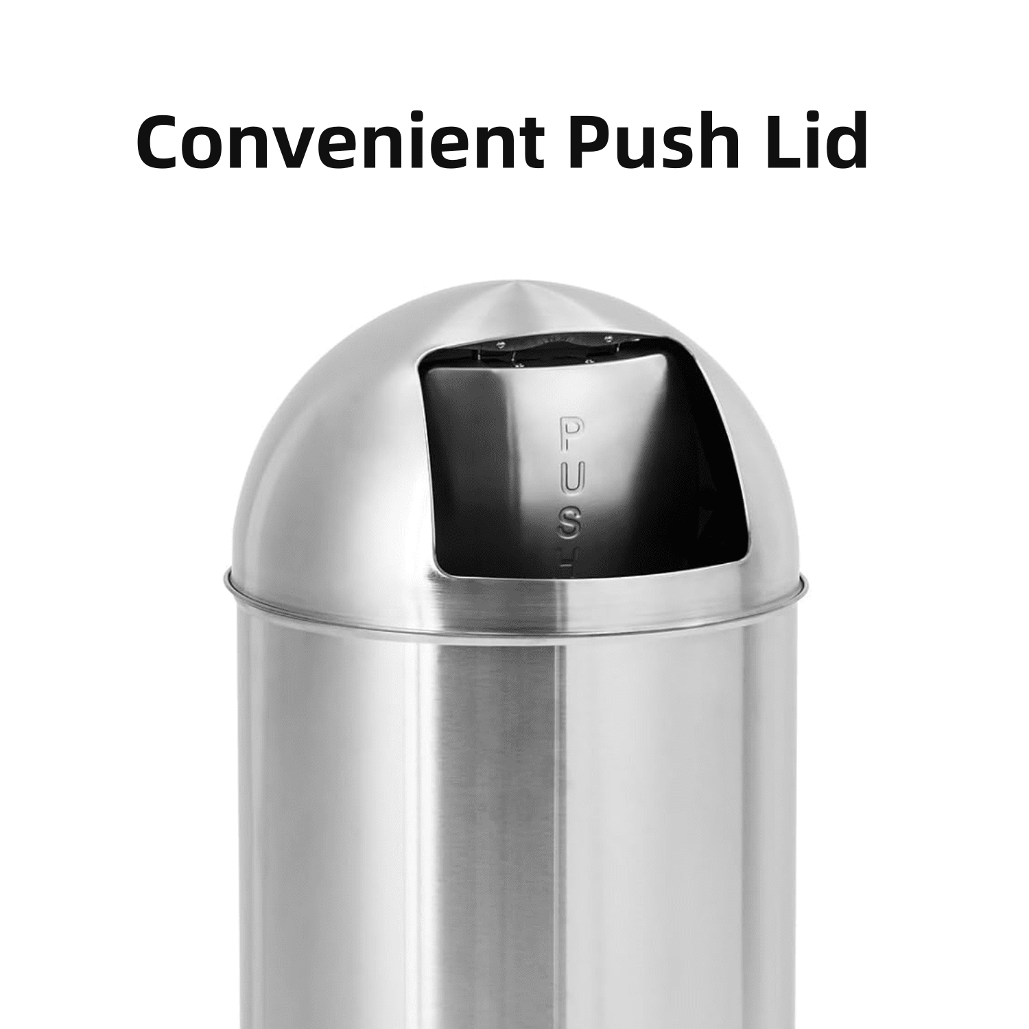 Garvee Commercial Classic Outdoor/Indoor Trash Can With Push Lid, Round, 13-Gallon, Stainless Steel Garbage Container Trash Bin For Lobby, Office, Restroom