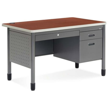 OFM Mesa 47.25" Single Pedestal Computer Desk in Cherry