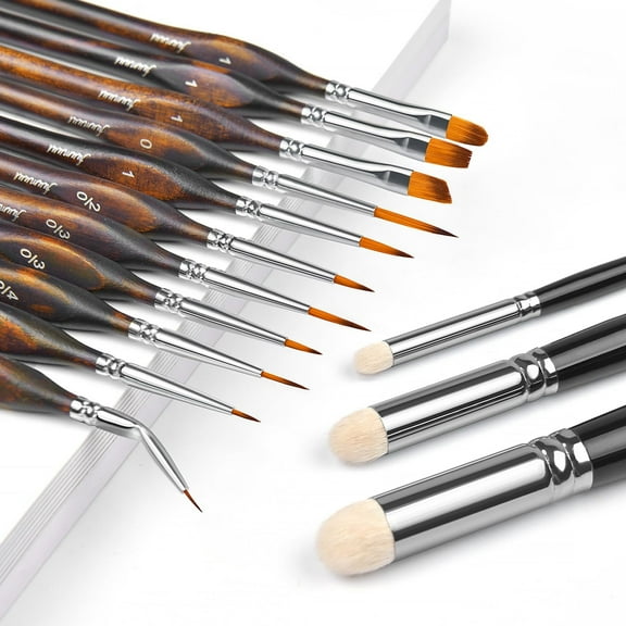 Miniature Paint Brushes with Domed Dry Brush Set for Miniature Painting, Fuumuui 14Pcs Miniature Model Paint Brush Set Dry Brush Miniatures for Warhammer 40k, Vallejo Paint, Citadel Paint