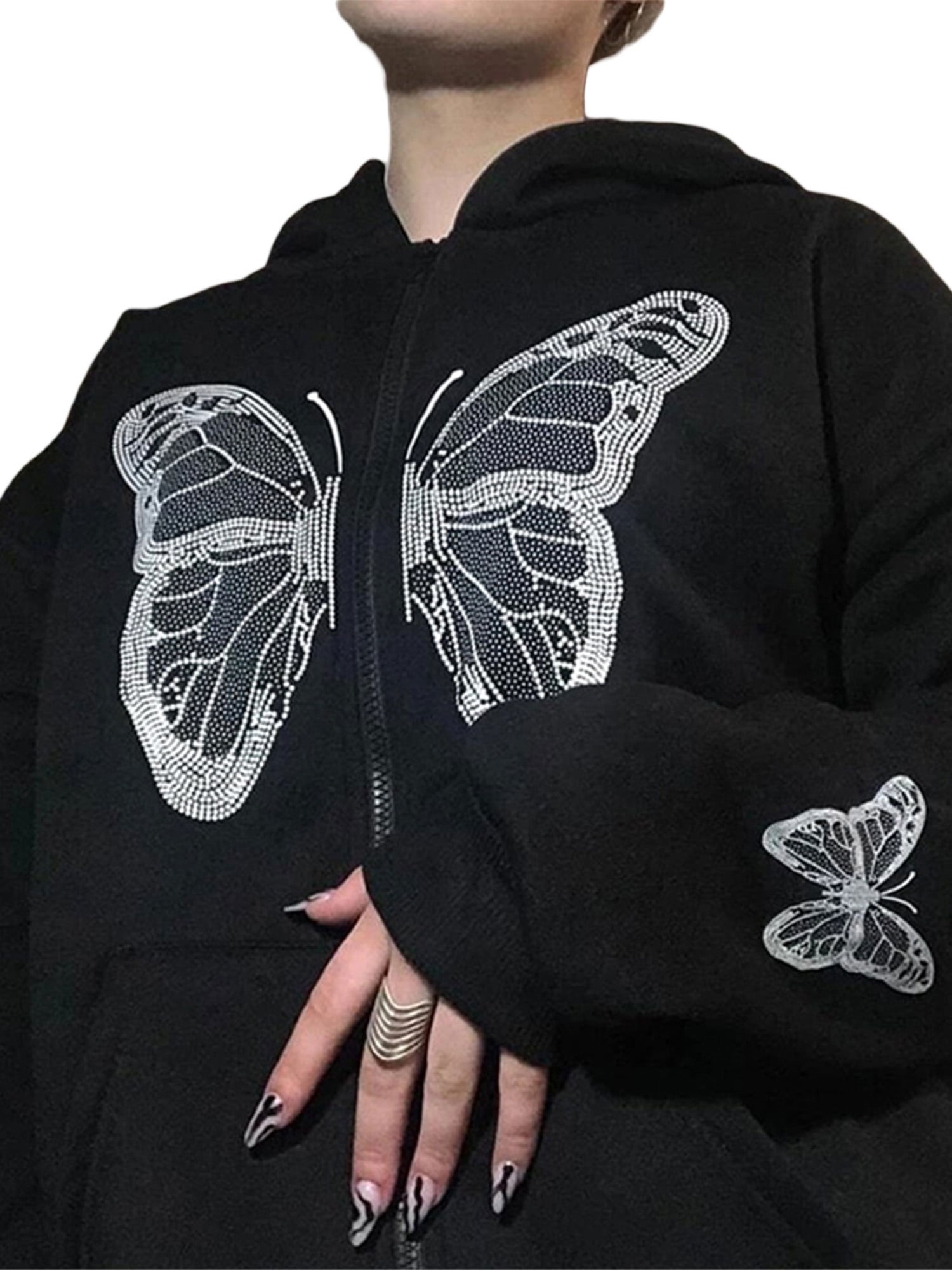 Sweatshirt with butterflies on sleeve new arrivals