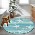 thumbnail image 4 of Round Area Rugs Collection 3.3 Ft, Teal Coastal Non-Slip Residential Carpet, Summer Ocean Waves Ombre Sea Starfish Indoor Crawling Mats Doormat Runner Rugs Play Mat forBedroom, 4 of 9