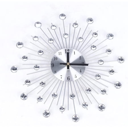 Miumaeov Modern Crystal Wall Clock,Celebration Decorative Metal Silent Wall Clock Handmade Metal Clock for Living Room Home Kitchen Office Decor