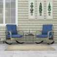 thumbnail image 3 of Demifill 3 Piece Wicker Patio Furniture Set with Cushions, Outdoor PE Rattan Rocking Chairs with Coffee Table for Yard, Patio, Gray, 3 of 20