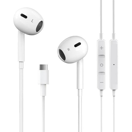 2 Packs USB C Headphones for iPhone 17/16/15 Earbuds with Microphone & Volume Control HiFi Stereo Type C Earphones for Galaxy S23/S22/S21/S20/Ultra Note 10/20, for iPad Pro Pixel 7/6/6a/ OnePlus 9