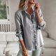 thumbnail image 5 of ICHUANYI Liquidación Blusa de manga larga con solapa para mujer, color sólido, informal, a la moda, para las cuatro estaciones ICHUANYI WER2023082204728, 5 of 8