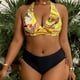 thumbnail image 1 of Trajes de baño Amzcrzy Tankini para mujer, trajes de baño, moda para mujer, traje de baño de talla grande, traje de baño estampado con tirantes laterales, traje de baño dividido, amarillo, XL, 1 of 9