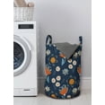 thumbnail image 3 of Nature Laundry Bag, Botanical Layout of Flowers Scribbled Circles Hand Drawn Like Herbs, Basket with Handles Drawstring Closure for Laundromats, 13" x 19", Dark Blue and Multicolor, by Ambesonne, 3 of 4