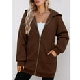 thumbnail image 3 of Women Sherpa Fleece Long Hoodie Jacket Open Front Zip Up Coat Winter Warm Hooded Cardigan Outerwear with Pockets, 3 of 4