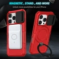 thumbnail image 5 of Allytechgroup Magnetic For iPhone 15 Pro Max Case with Ring, [1x Screen Protector] [Slide Camera Cover] Military Grade Drop Protection Back Cover For iPhone 15 Pro Max, Red, 5 of 10