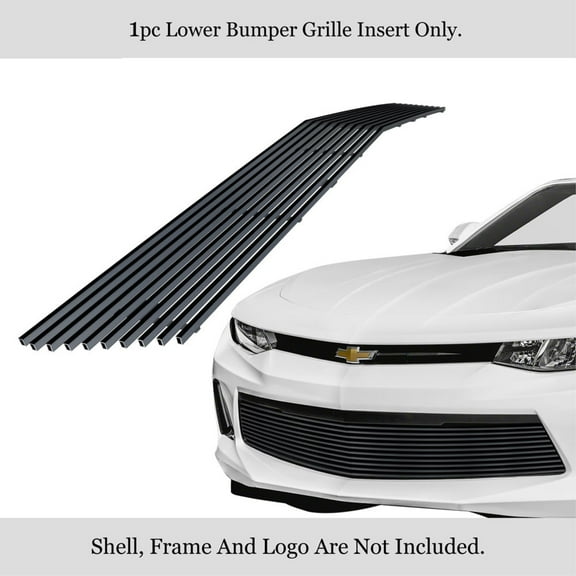 APS 2016-2018 Chevy Camaro LT Black Stainless Steel Billet Grille 8x6 horizontal billet
