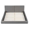 thumbnail image 3 of Queen Size Upholstered Platform Bed, Velvet Fabric Floor Bed Frame, Grounded Bed with Solid Frame, No Box Spring Needed, Gray, 3 of 9