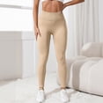 thumbnail image 6 of TOWED22 Leggings for Women with Tummy Control High Waisted Yoga Pants 7/8 Length for Workout(Beige,L), 6 of 7