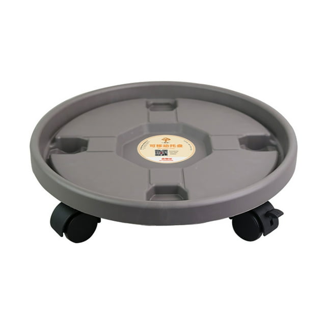 Thickened Mobile Tray Plastic Vase with Wheels Circular Chassis Potted Plants Receiving Water Removable Flower Pot Rack Universal Wheels-Grey 330 (Outer Diameter 33cm Inner Diameter 30cm, 4 Wheels, 1 of which has a Lock Design)