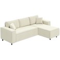 thumbnail image 1 of HOMCOM Chaise Sectional Sofa, Corduroy Fabric Corner Couch, Cream White, 1 of 10