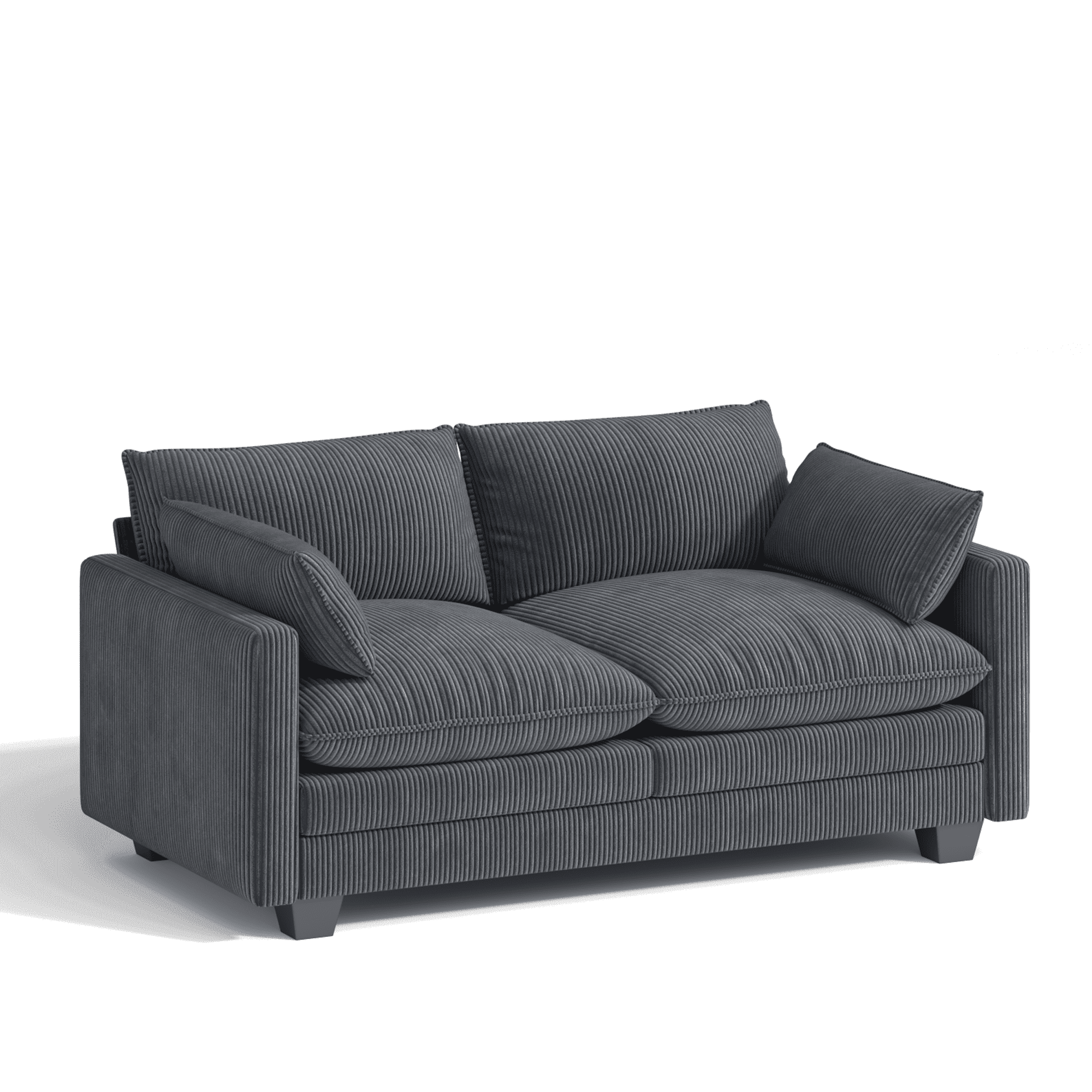 Asofer 75" Loveseat Corduroy Cloud Sofa, Deep Seat 2 Seater with Washable Cushion & 2 Pillows for Living Room Apartment, Gray