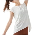 thumbnail image 2 of Lixiuxyad Women's Hip Covering Quick Drying Sports Top Sweat Absorbing Short Sleeved Yoga Suit Loose Yoga Cover Up Womens Summer T Shirts,White M, 2 of 7
